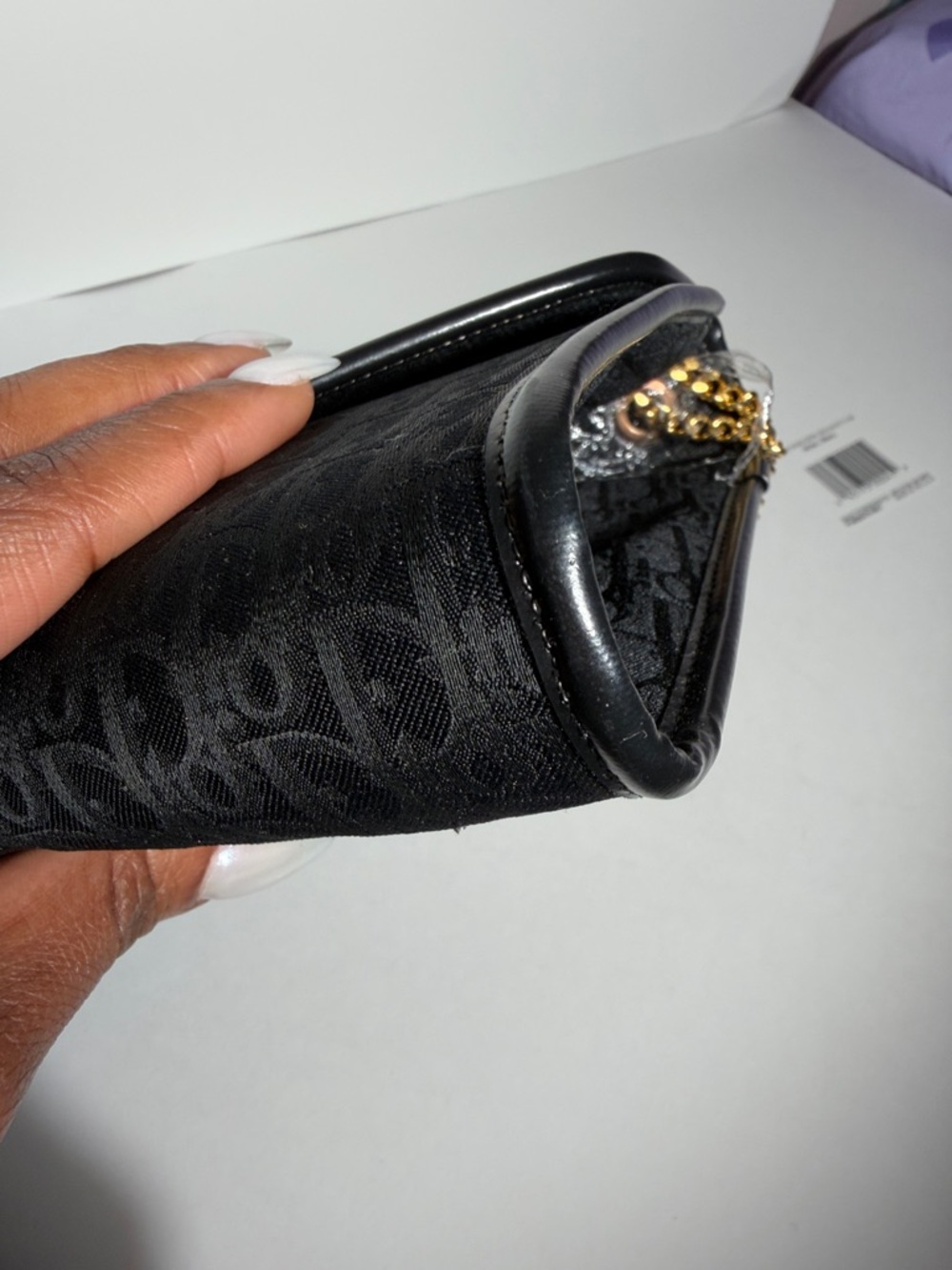 Pre-Love Christian Dior Trotter Canvas  Black Envelope Crossbody with Gold Chain - Picture 11 of 17